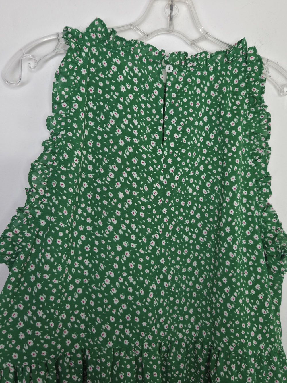 Green Floral Ruffle Sleeve Blouse - Picture 5 of 7